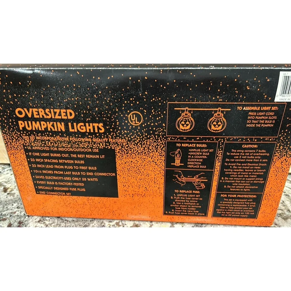 Vintage Halloween Blow Mold Pumpkins String Lights